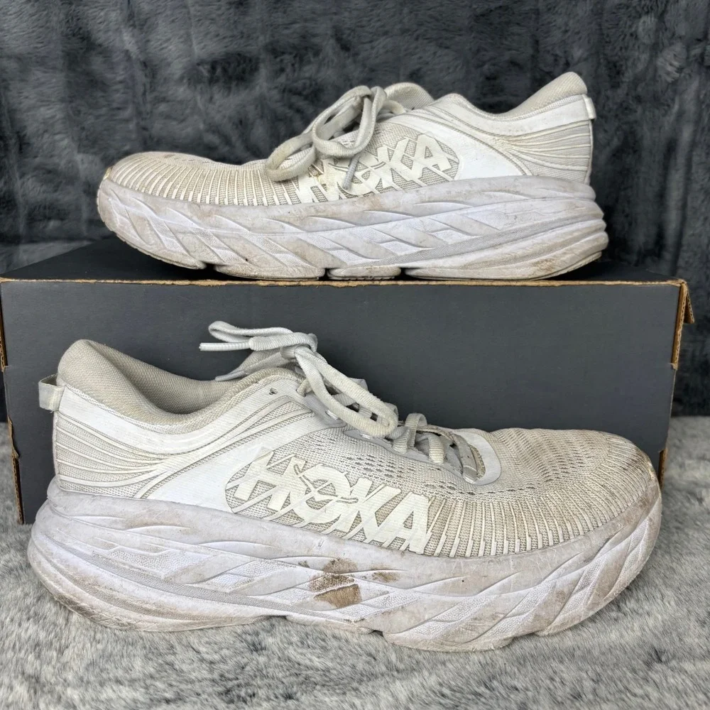 Hoka One One Bondi 7 Womens 7.5 Running Shoes White White 1110519 WWH Sneaker
